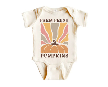 Farm Pumpkin Retro Fall - Baby Boy Girl Clothes Infant Bodysuit Funny Cute Newborn Baby Bodysuit