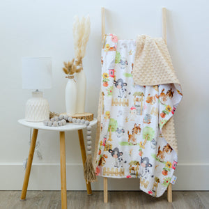 Minky Baby Blanket Farm Animals