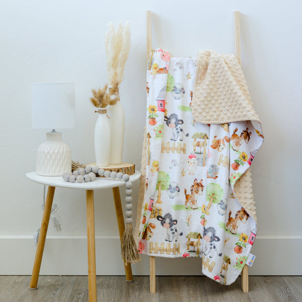 Minky Baby Blanket Farm Animals