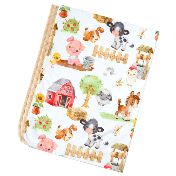 Minky Baby Blanket Farm Animals
