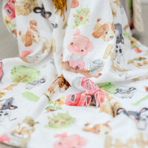 Minky Baby Blanket Farm Animals