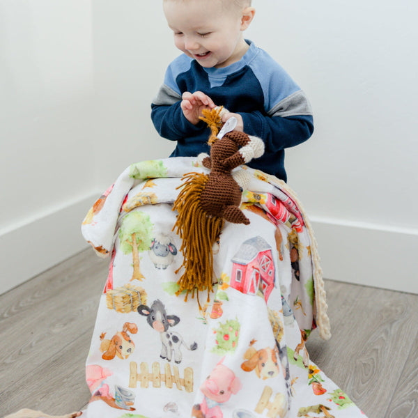 Minky Baby Blanket Farm Animals