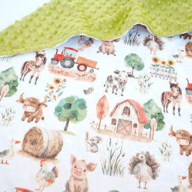 Minky Baby Blanket Farm Life