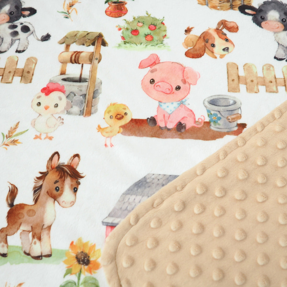 Minky Baby Blanket Farm Animals