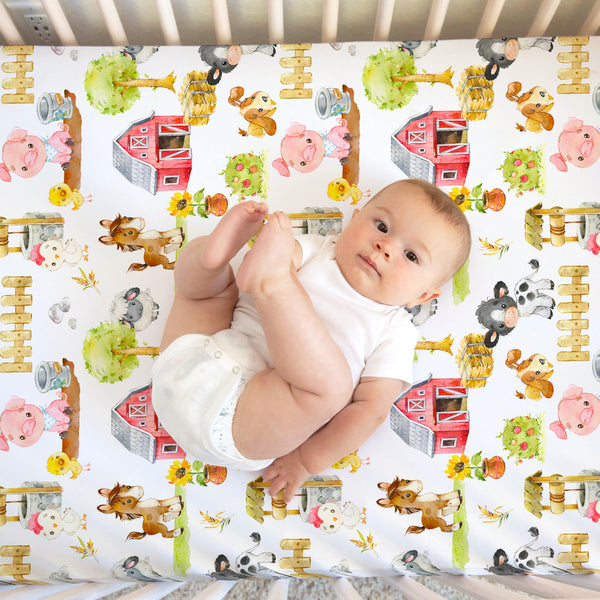 Fitted Crib Sheet - Farm Animals