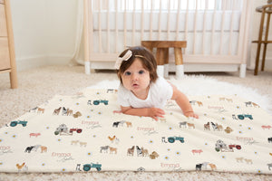 Newborn Personalized Blanket – Baby Deluxe Ivory Minky Fabric Wrap with Brown Deer Print
