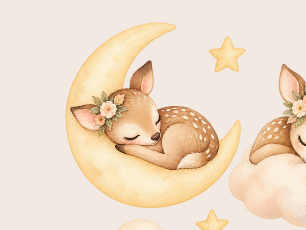 Sleeping Fawn Moon and Clouds Wall Decals, Set of 16, image 4