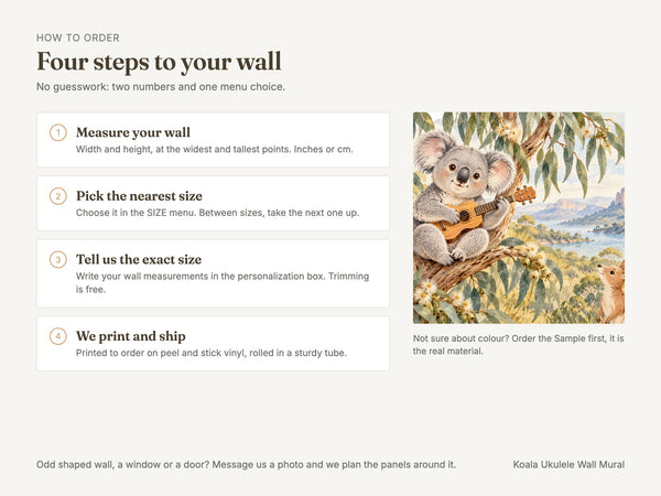 Watercolor Koala Ukulele Wall Mural, image 6