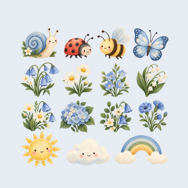 Bluebell Garden Wall Decals, Set of 15, image 1