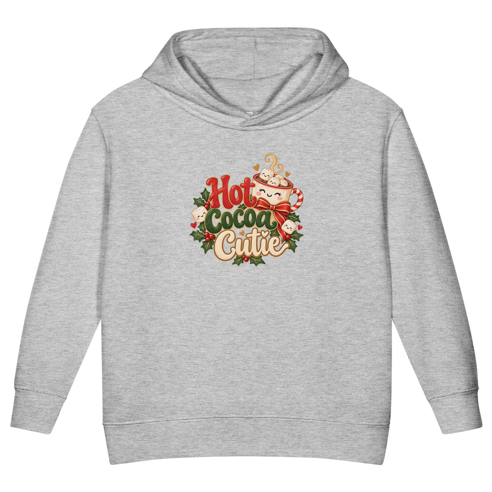 Hot Cocoa Cutie toddler hoodie in white, front view