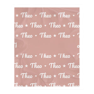 Personalize the Name Pattern toddler sherpa blanket in blush with your baby's name