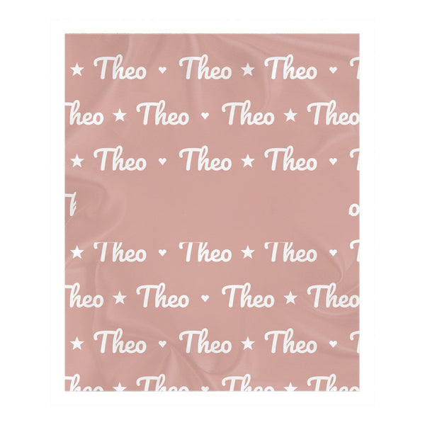 Personalize the Name Pattern toddler sherpa blanket in blush with your baby's name
