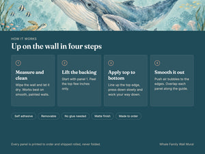 Watercolor Whale Family Ocean Wall Mural, image 9