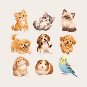 Baby Pet Animal Wall Decals, Set of 9, image 1