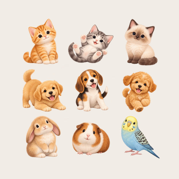 Baby Pet Animal Wall Decals, Set of 9, image 1