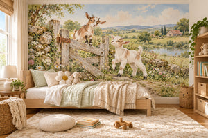 Watercolor Baby Goats Farm Wall Mural, image 2