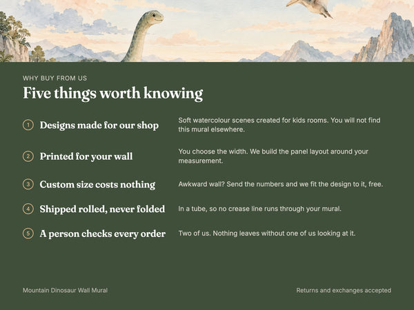 Watercolor Mountain Dinosaur Wall Mural, image 10