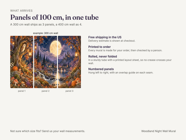 Watercolor Woodland Night Halloween Wall Mural, image 8