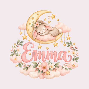 Personalised Moon Bunny Name Wall Decal, image 1
