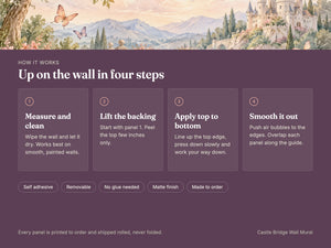 Watercolor Castle Bridge Fairy Tale Wall Mural, image 9