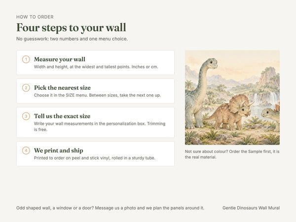 Watercolor Gentle Dinosaurs Wall Mural, image 3