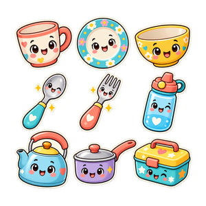 Cute Kitchen Wall Decals, Set of 9, First Words Stickers, image 2