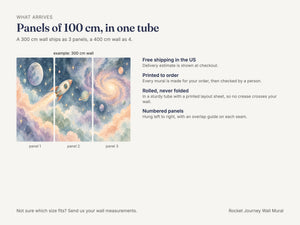 Watercolor Rocket Journey Wall Mural, image 8