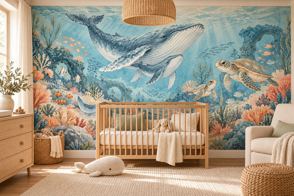 Watercolor Ocean Kingdom Wall Mural, image 1