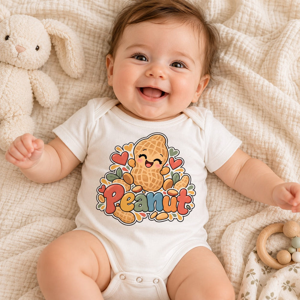 Baby wearing the Snack Size baby bodysuit
