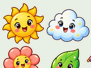 Cute Outdoors Wall Decals, Set of 9, First Words Stickers, image 4