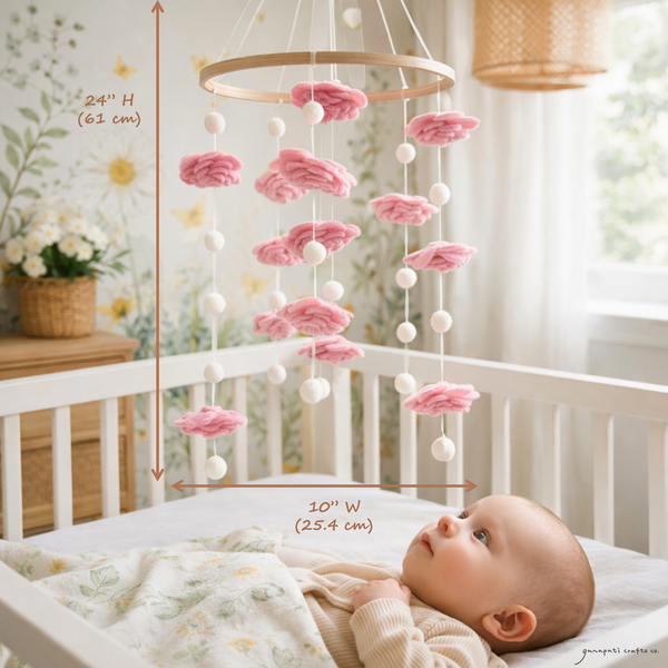 Blush Rose Flower Baby Mobile