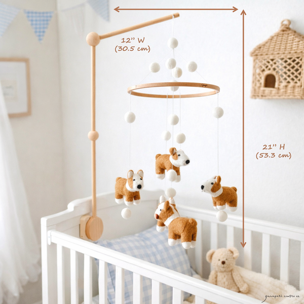Felt Corgi Dog Baby Mobile