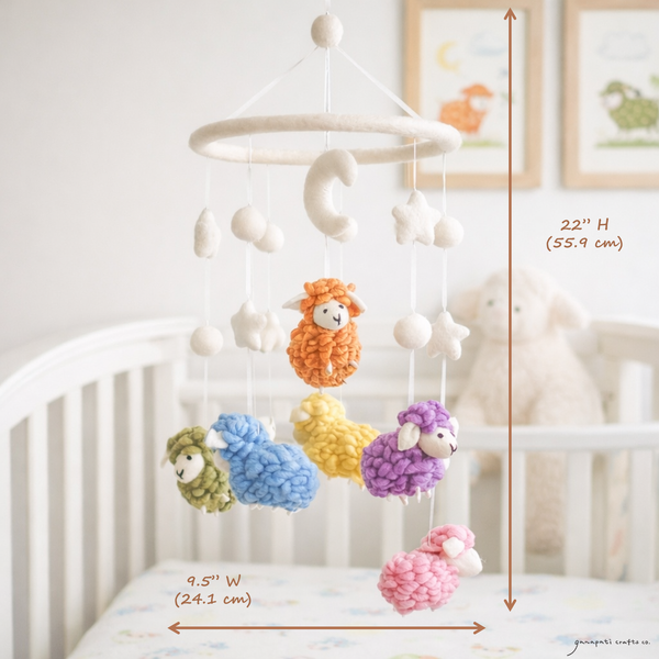 Pastel Sheep Baby Mobile