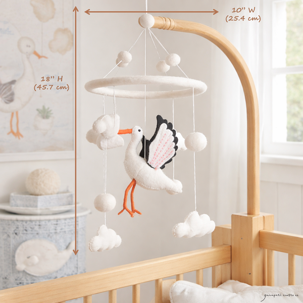 Felt Baby Mobile - Stork