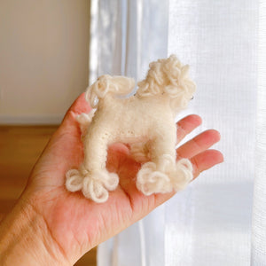 Felt Keychain - White Poodle