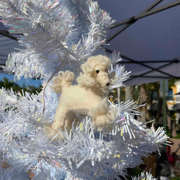 Felt Keychain - White Poodle