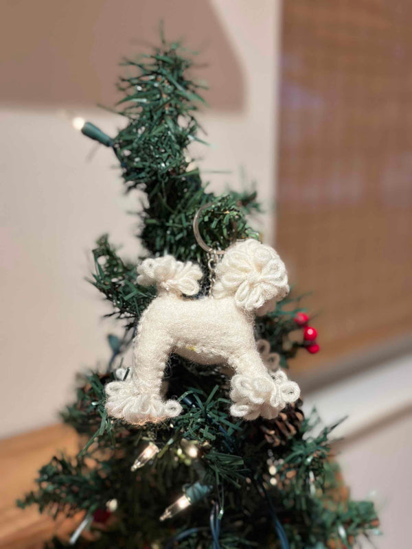 Felt Keychain - White Poodle