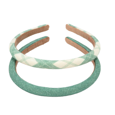Classic headband set of 2 in fern plaid for babies, perfect accessory for seasonal wear.