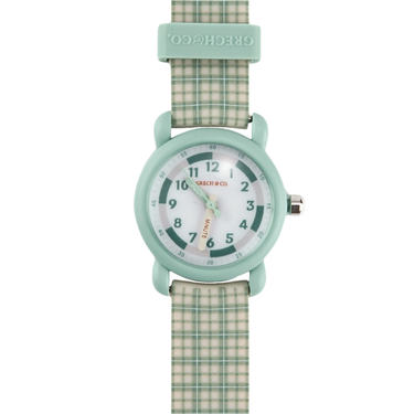 Classic watches in fern plaid design, featuring silicone and stainless steel, perfect for baby accessories.