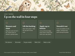Watercolor Forest Birds Wall Mural, image 6