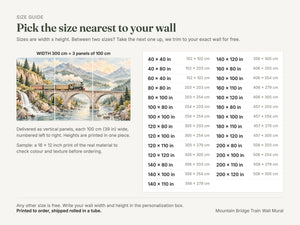 Watercolor Mountain Bridge Train Wall Mural, image 5