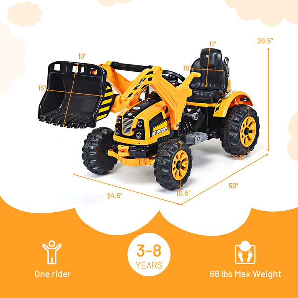12V battery-powered kids ride-on dumper truck in vibrant colors, perfect for outdoor play and imaginative adventures.