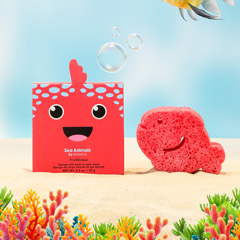 Fiona Fish Body Wash Infused Buffer - Fun sea animal design for gentle cleansing and bath time enjoyment.