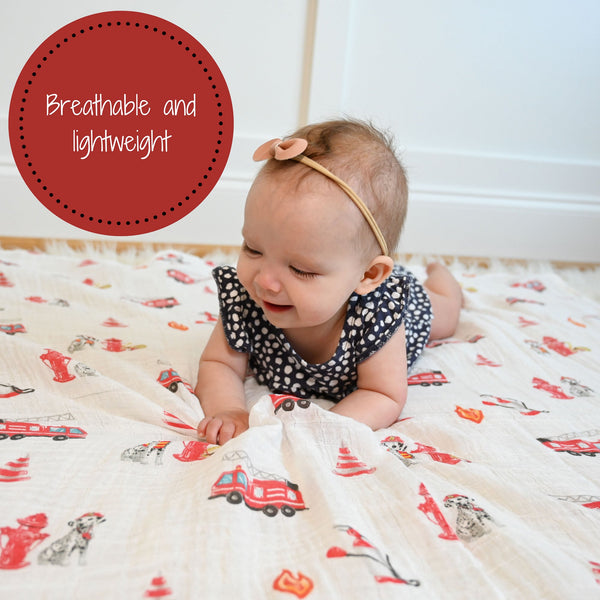 Fireman Baby Muslin Swaddle Blanket