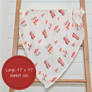 Fireman Baby Muslin Swaddle Blanket