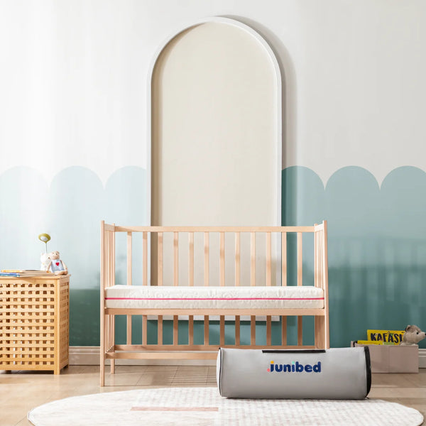Junibed First Sleep Dual-Sided Crib Mattress, Firm Infant Side and Soft Toddler Side, Standard Full Size 52 x 28 x 5 Inch by Junibed