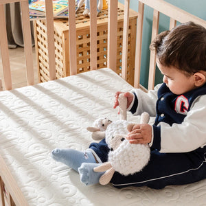 Junibed First Sleep Dual-Sided Crib Mattress, Firm Infant Side and Soft Toddler Side, Standard Full Size 52 x 28 x 5 Inch by Junibed