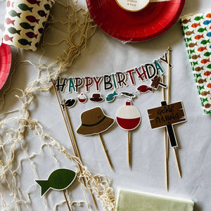 Fishing Happy Birthday Cake Banner