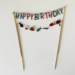 Fishing Happy Birthday Cake Banner