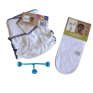 Fitted Cloth Diaper Bundle | Includes Cotton Fitted, Snappi, &  2 Additional Inserts